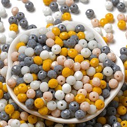 Glass Beads, Faceted, Rondelle, Yellow, 6x5mm, Hole: 1mm, about 280pcs/60g(EGLA-A034-SM6mm-39)