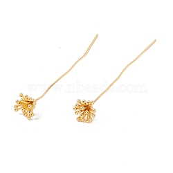 Brass Flower Head Pins, Golden, 56mm, Pin: 21 Gauge(0.7mm), Flower: 18.5mm in diameter(FIND-B009-04G)