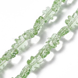 Transparent Electroplate Glass Beads Strands, Faceted, Bear, Light Green, 8.5x9.5x4mm, Hole: 1mm, about 80pcs/strand, 25.20 inch(64cm)(GLAA-C023-03A)