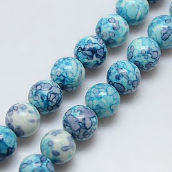 Synthetic Ocean White Jade Beads Strands, Dyed, Round, Deep Sky Blue, 6mm, Hole: 1mm, about 66pcs/strand, 15.55 inch(X-G-C219-6mm-02)