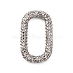 Rack Plating Brass Micro Pave Clear Cubic Zirconia Linking Rings, Long-Lasting Plated, Cadmium Free & Lead Free, Platinum, Oval, 25x14x3mm, Inner Diameter: 19x8mm(KK-Z070-12P-03)