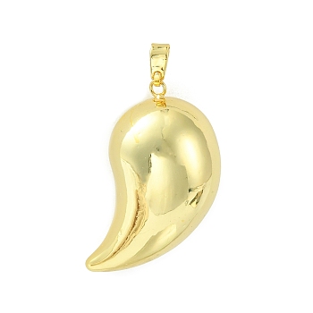 Brass Pendants, Horn Charm, Real 18K Gold Plated, 45x35x23.5mm, Hole: 7x3.5mm
