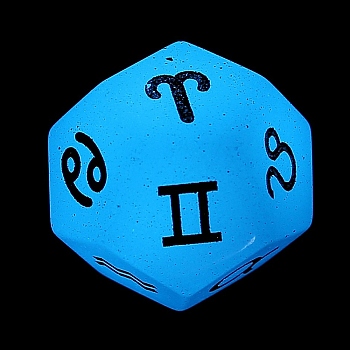 Natural Luminous Stone Classical 12-Sided Polyhedral Dice, Engrave Twelve Constellations Divination Game Toy, 20x20mm