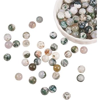 Natural Tree Agate Beads Strands, Round, 8mm, Hole: 0.8mm, about 120pcs/box