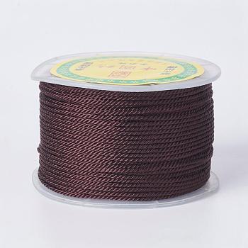 Round Polyester Cords, Milan Cords/Twisted Cords, Coconut Brown, 1.5~2mm, 50yards/roll(150 feet/roll)