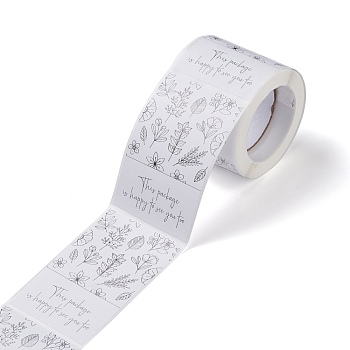 Coated Paper Sealing Stickers, Rectangle with Word, for Gift Packaging Sealing Tape, Floral Pattern, 80x50mm, 150pcs/roll