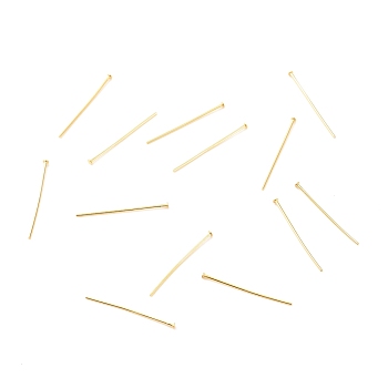 Brass Flat Head Pins, Long-Lasting Plated, Real 18K Gold Plated, 19x0.5mm, Head: 1mm