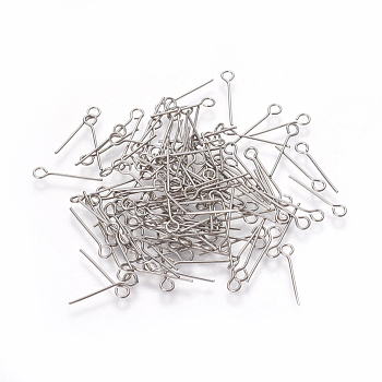 304 Stainless Steel Eye Pin, Stainless Steel Color, 13.5x0.5mm, Pin: 0.5mm