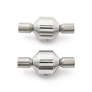 304 Stainless Steel European Clasps, Stainless Steel Color, Column, 23.5x9.5x10.5mm