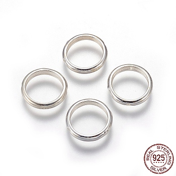 Sterling Silver Bead Frames, Ring, Silver, 12x2mm, Hole: 0.8mm, 10mm inner diameter