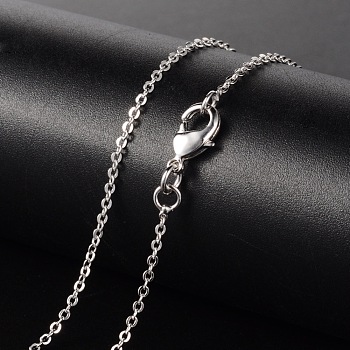 Brass Necklaces, Cable Chain, with Lobster Clasp, Platinum, 17.13 inch, 1.5mm