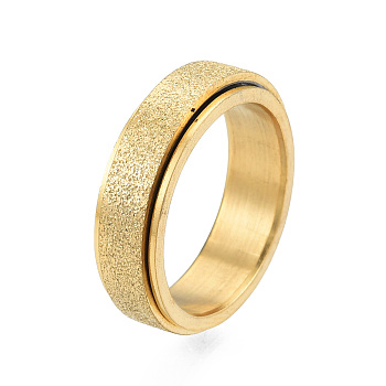 201 Stainless Steel Sand Blast Rotating Finger Ring, Calming Worry Meditation Fidget Spinner Ring for Women, Light Gold, Inner Diameter: 17mm
