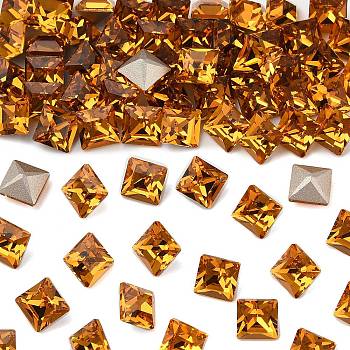 Preciosa&reg MAXIMA Crystal Fancy Stones, Czech Crystal, 435 23 615 Square, Dura Foiling, 10070 Topaz, 6x6mm