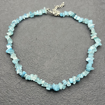 Light Blue Cat Eye Chip Beaded Necklaces for Women