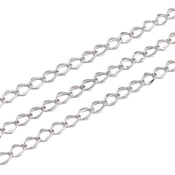 304 Stainless Steel Curb Chains, Soldered, Stainlesss Steel Color, 3x2x0.3mm