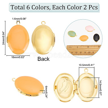 superfindings 12pcs 6 couleurs pendentifs médaillon en laiton émaillé(KK-FH0003-78)-2