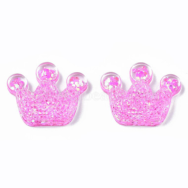 Hot Pink Crown Epoxy Resin Cabochons