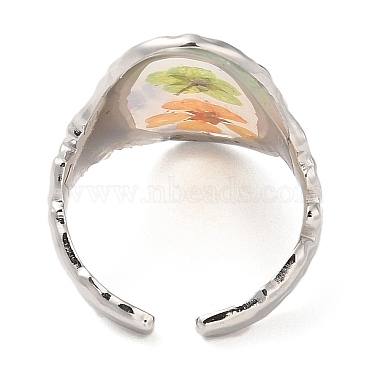 Oval Epoxy Resin with Dry Flower Cuff Rings(RJEW-G304-02P)-3