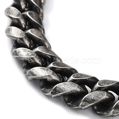 304 Stainless Steel Cuban Link Chains Bracelets for Men & Women(BJEW-D031-07B)-2