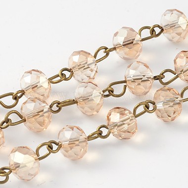 PaleGoldenrod Brass+Glass Handmade Chains Chain