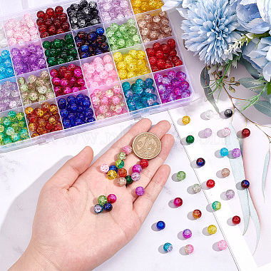 PandaHall Elite 600Pcs 24 Colors Transparent Crackle Glass Beads(CCG-PH0001-12)-3