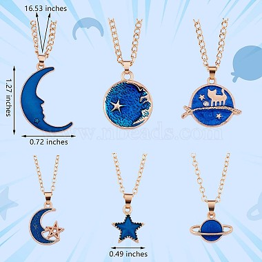 6Pcs Blue Moon Pendant Necklace(JN1067A)-2