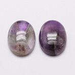 Oval Natural Amethyst Cabochons, 18x13x6mm(X-G-K020-18x13mm-03)