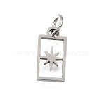 304 Stainless Steel Charms, Rectangle with Star Charms, Cut-Out, Stainless Steel Color, 12.5x6.5x1mm, Hole: 3.5mm(SA-CBA4CE0-11P)