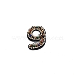 Number Colorful Rhinestone Patches, Sew on Appliques, Costume Accessories, for Clothes, Bag Pants, Shoes, Cellphone Case, Num.9, 51x33x6mm(DIY-WH0308-25I)