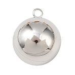 304 Stainless Steel Pendants, Round, Stainless Steel Color, 19.5x16mm, Hole: 2mm(STAS-C154-10A-P)