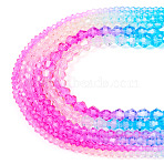 12 Strands 3 Styles Gradient Color Baking Paint Glass Bead Strands, Faceted, Bicone, Violet, 2.9~3.3x2.5mm, Hole: 0.8mm, about 146~150pcs/strand, 15.35~16.2''(39~40.5cm)(DGLA-TA0001-21D)