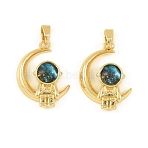 Brass Enamel Pendants, Spaceman Charms, Golden, 21x15.5x4mm, Hole: 2x5mm(KK-I477-02G)