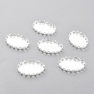 304 Stainless Steel Cabochon Settings, Lace Edge Bezel Cups, Oval, Silver, 19x14x3mm Tray: 18mmx13mm(STAS-Y001-10S)