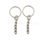Iron Split Key Rings, with Chains, Keychain Clasp Findings, Platinum, 20x2.4mm, Inner Diameter: 17.6mm(IFIN-P018-01B-P)