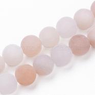 Natural Pink Aventurine Beads Strands, Frosted, Round, 6mm, Hole: 1mm, about 58pcs/strand, 14.5 inch(36.8cm)(G-F520-56-6mm)