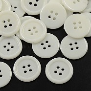 Acrylic Sewing Buttons, Plastic Shirt Buttons for Costume Design, 4-Hole, Dyed, Flat Round, White, 17x2mm, Hole: 1mm(BUTT-E076-B-01)
