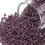 TOHO Round Seed Beads, Japanese Seed Beads, (1075) Crystal Berry Wine Lined, 11/0, 2.2mm, Hole: 0.8mm, about 5555pcs/50g(SEED-XTR11-1075)