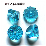 K9 Glass, Imitation Austrian Crystal Beads, Grade AAA, Faceted, Diamond, Deep Sky Blue, 6x4mm, Hole: 0.7~0.9mm(SWAR-F075-6mm-10)