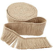 Jute Tassel Ribbon, Hessian Ribbon, for Jewelry Making, Tan, 2 inch(52mm)(OCOR-WH20006-04A)