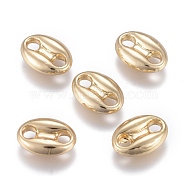 Brass Buttons, 2-Hole, Long-Lasting Plated, Oval, Real 18K Gold Plated, 11x8x3mm, Hole: 2mm(X-KK-M205-01G)