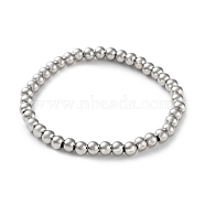 316 Surgical Stainless Steel Round Beaded Stretch Bracelets, Stainless Steel Color, Inner Diameter: 2 inch(5.05cm), Wide: 5mm(BJEW-M305-01C-P)