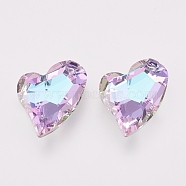 K9 Glass Rhinestone Pendants, Imitation Austrian Crystal, Faceted, Heart, Vitrail Light, 27x19x8mm, Hole: 1.5mm(GLAA-F083-01B-02)