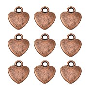 Tibetan Style Alloy Charms, Red Copper, Lead Free and Cadmium Free, Heart, about 12mm long, 10mm wide, 2.5mm thick hole: 2mm(X-RLF1170Y)