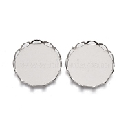 304 Stainless Steel Cabochon Settings, Lace Edge Bezel Cups, Flat Round, Stainless Steel Color, Tray: 16mm, 17x3mm(STAS-P249-16E-P)
