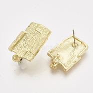 Alloy Stud Earring Findings Rhinestone Settings, with Steel Pins and Loop, Rectangle , Light Gold, Fit for 2.5mm Rhinestone, 24x15mm, Hole: 3mm, Pin: 0.7mm(PALLOY-S121-122)