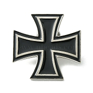 Alloy Brooches, Enamel Pins, for Backpack Cloth, Cross, Black, 30x30x1.5mm(JEWB-O013-17EB)