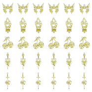 40Pcs 5 Style Alloy Pendants, Skull & Butterfly & Skull & Heart & Sword, Light Gold, 25.5~47.5x15~28x4~7mm, Hole: 1.8~2mm, 8pcs/style(FIND-DC0003-17)