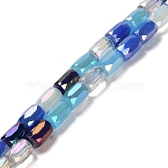 Electroplate Glass Beads Strands, Faceted, Column, Blue, 6~6.5x4mm, Hole: 0.8mm, about 80pcs/strand, 20.12~20.24 inch(51.1~51.4cm)(EGLA-D030-08D)