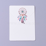 Cardboard Necklace Display Cards, Rectangle with Woven Net/Web & Feather Pattern, White, 6.95x5x0.05cm(CDIS-F002-07B)