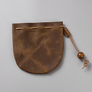 Leather Mini Keychain Pouch, Coin Purse, Drawstring Pouch for Men & Women, Saddle Brown, 11.8x11.6x1.6cm(AJEW-WH20007-11A)